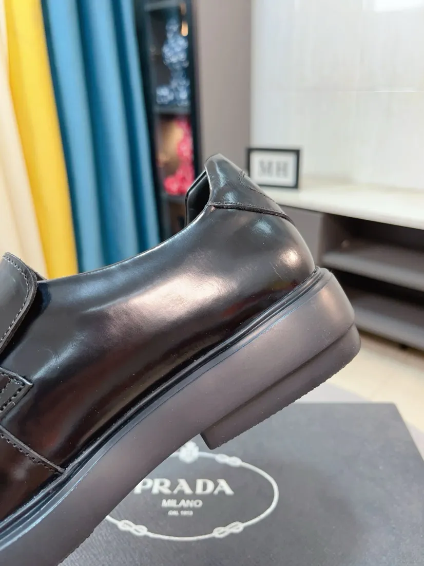 Men's shoes 💰540🌹🌹【PRADA Leather Shoes】Top purchasing agency Original imported Italian custom-made open-edge beaded cowhide leather surface, fully imported water-dyed breathable cowhide lining, original factory special molded sole super comfortable, size: 38-44